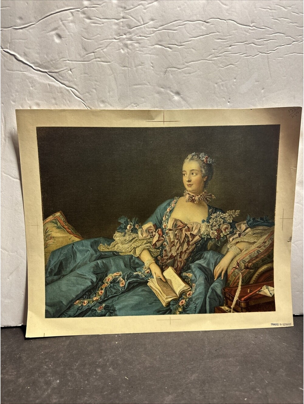 Vintage François Boucher Madame de Pompadour Art Print 13x10 Germany